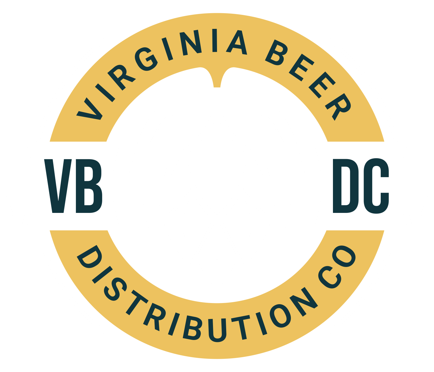 Circulo del logotipo de la empresa de distribución de cerveza de Virginia con lúpulo de cerveza